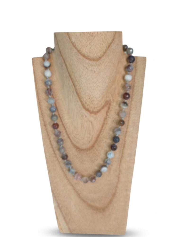 Collar de Ágata Botswana y Plata de Ley Minerales Bilbao