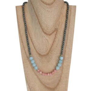 collar de aguamarina rodocrostita hematite y plata de ley Minerales Bilbao Envíos