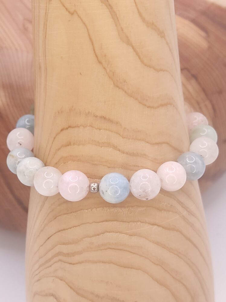 Pulsera de Aguamarina y Morganita plata de ley minerales bilbao centro cenith