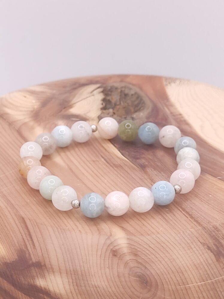 Pulsera de Aguamarina y Morganita natural - Imagen 2