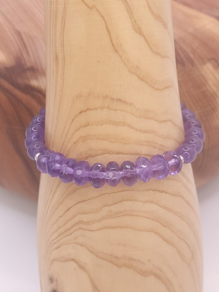pulsera de amatista facetada y bola con plata de ley minerales bilbao centro cenith