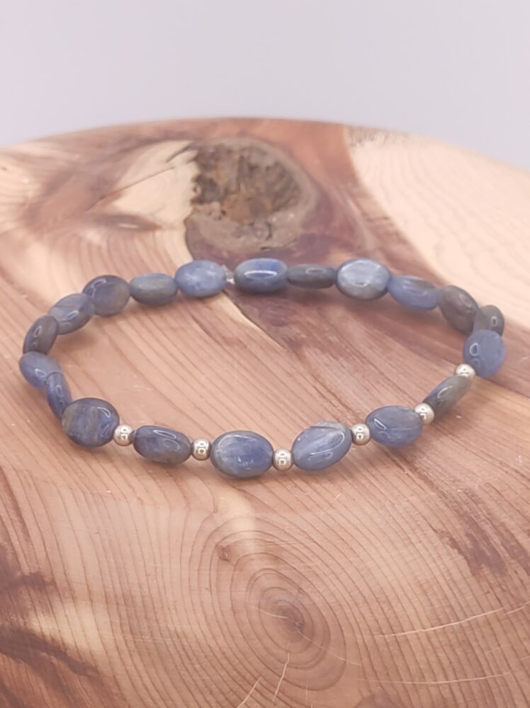 Pulsera de Cianita lenteja natural y plata de ley - Imagen 2