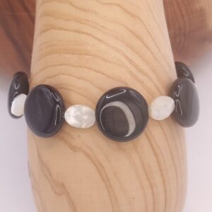 pulsera de obsidiana arcoiris, nacar y plata de ley minerales bilbao centro cenith