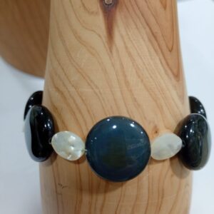 Pulsera Obsidiana Nácar y Plata de Ley Minerales Bilbao Envíos