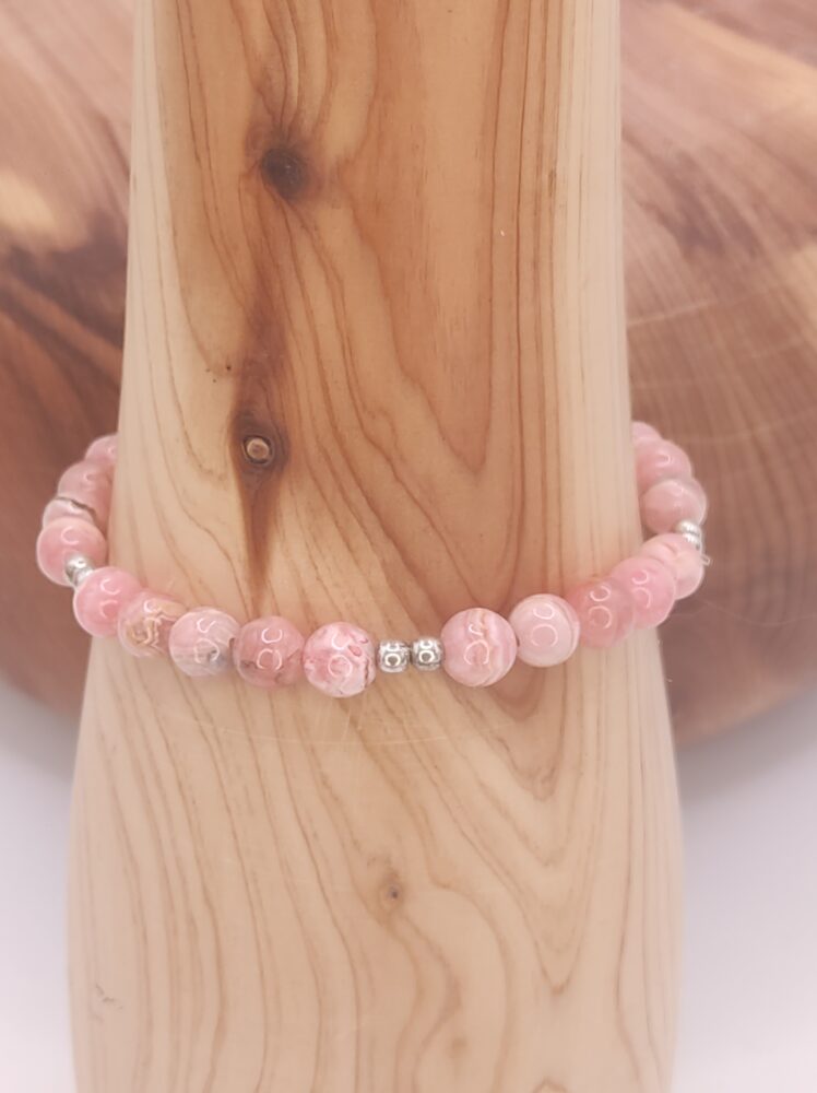 pulsera de rodocrosita natural y plata de ley minerales bilbao centro cenith