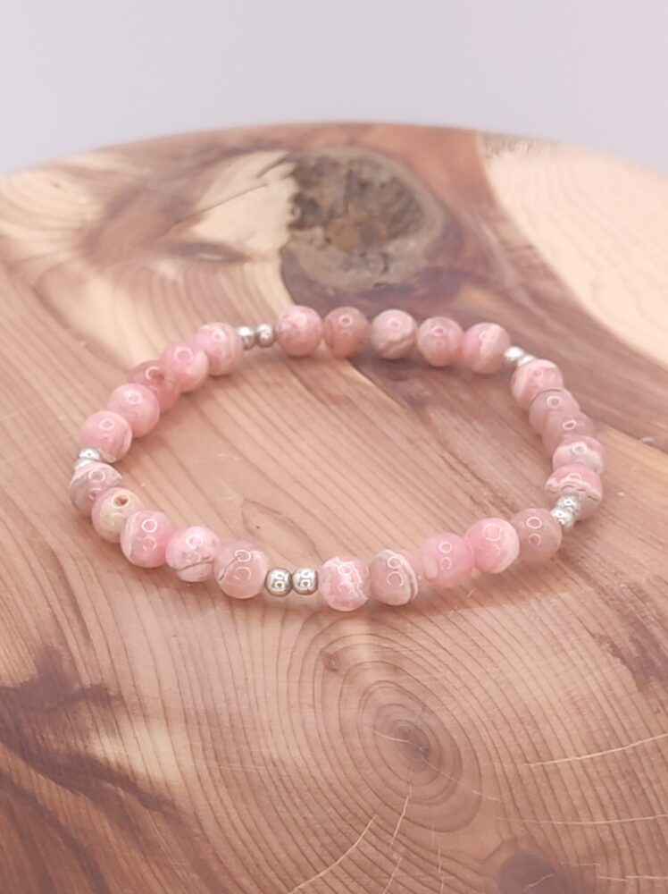 pulsera de rodocrosita natural y plata de ley minerales bilbao centro cenith