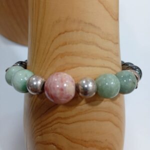 Pulsera Jadeita Burma Rodocrosita Hematite y plata de ley Minerales Bilbao Envíos