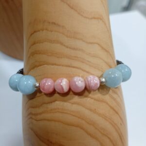 Pulsera de Rodocrosita Aguamarina Hematite y plata de Ley