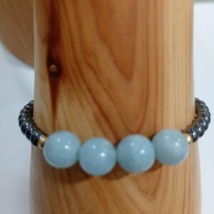 pulsera de aguamarina hematite y plata de ley
