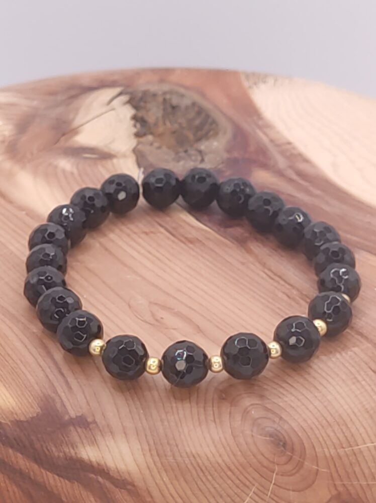 pulsera de onix facetado y gold filled minerales bilbao centro cenith