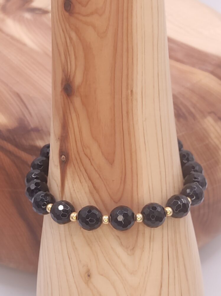 pulsera de onix facetado y gold filled minerales bilbao centro cenith