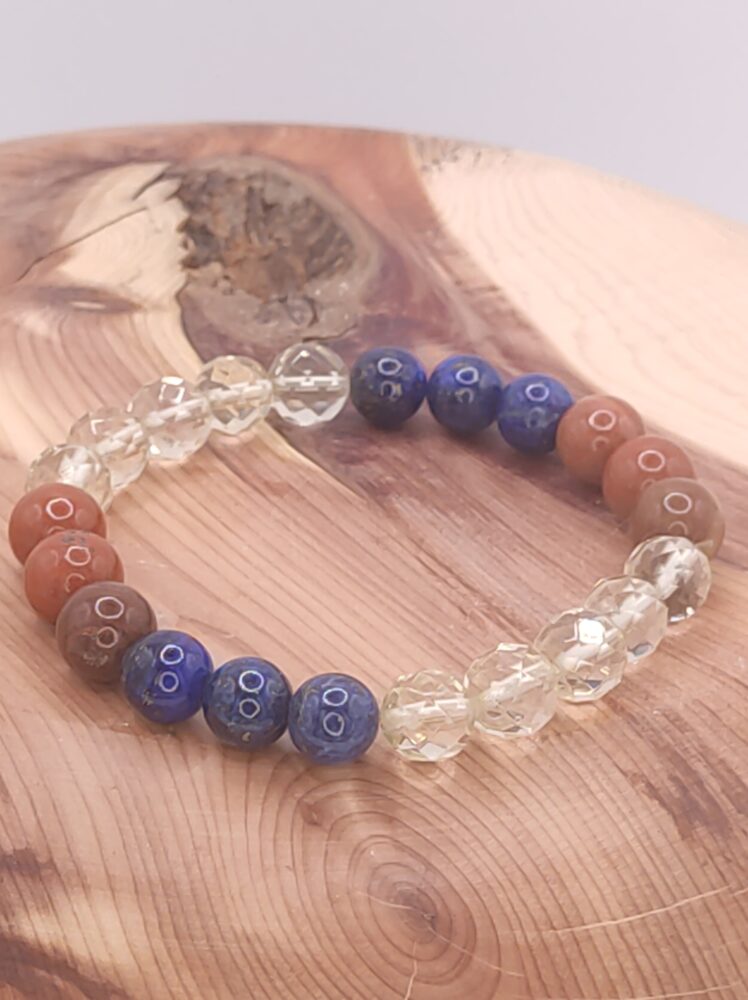 pulsera de lapislazuli jaspe rojo y citrino natural centro cenith minerales bilbao