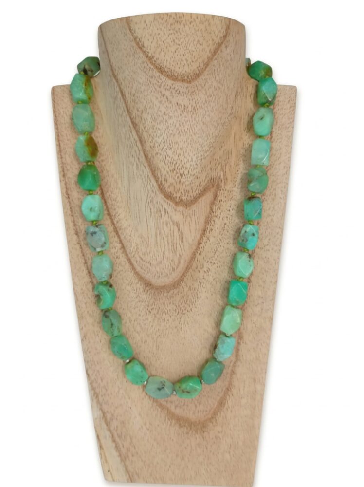 Collar de Crisoprasa resa plata de ley Minerales Bilbao Envíos