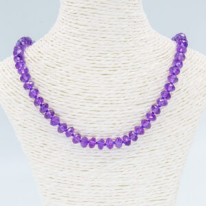 collar amatista facetada y plata de ley