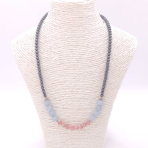 collar Aguamarina rodocrosita y hematite