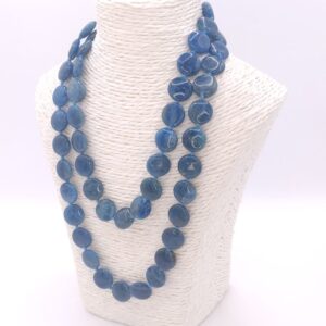 collar de cianita natural y broche de plata de ley