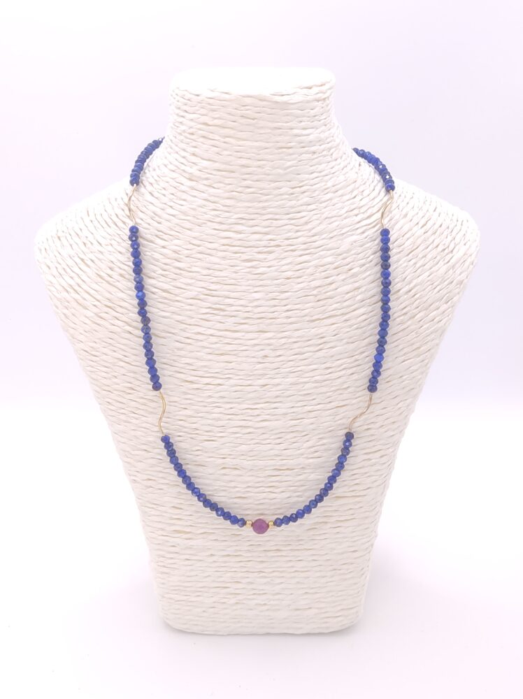 collar lapislazuli y rubi gold filled 14/20