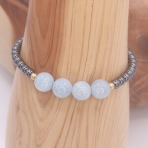 pulsera aguamarina hematite y gold filled 14/20
