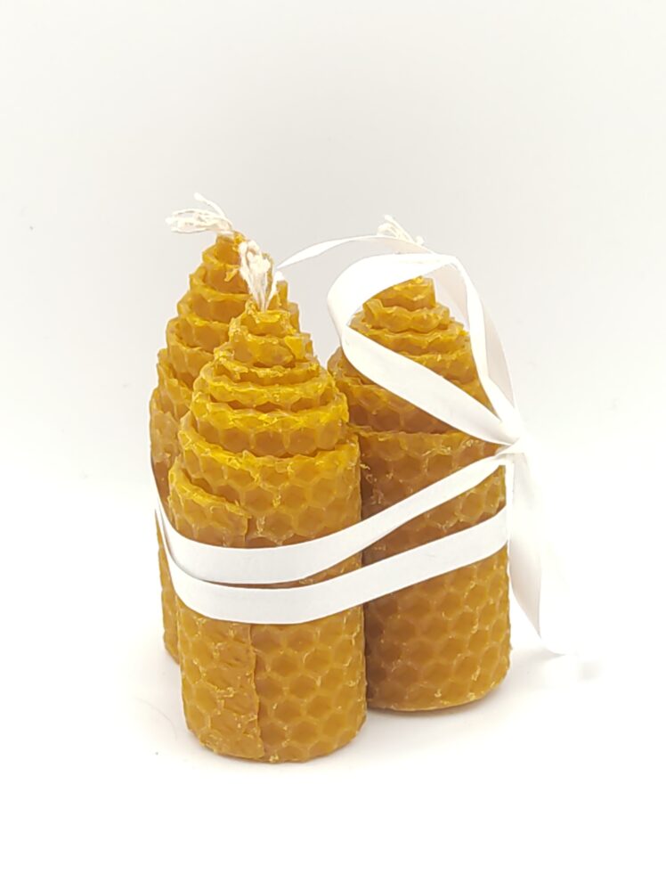 Vela artesanal de cera de abeja. 9 x 3 cm Pack Centro Cenith Minerales Bilbao