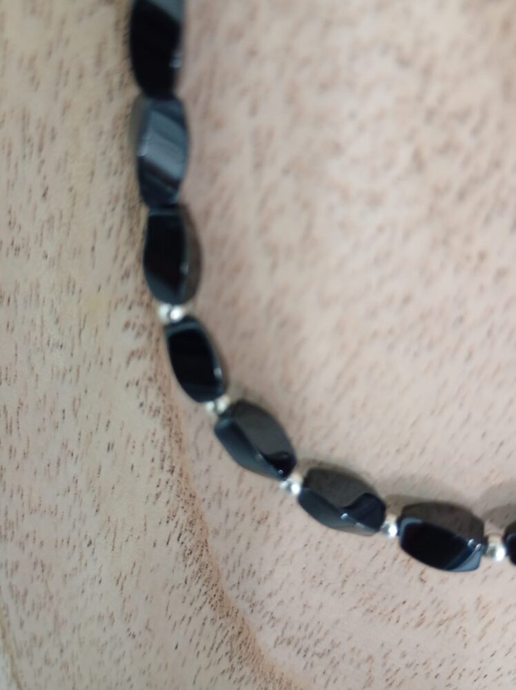 Collar de Obsidiana Negra y Plata de Ley - Imagen 4