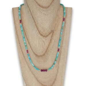 collar de turquesas y rubíes naturales gold filled Minerales Bilbao Envíos