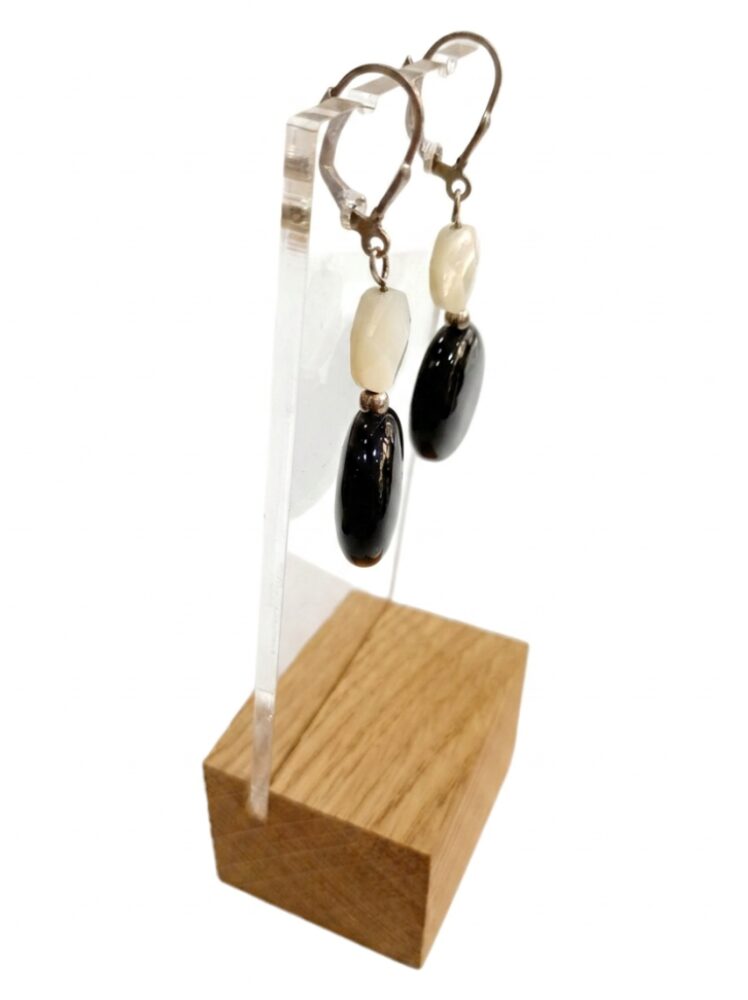 pendientes de obsidiana arcoíris y nácar Minerales Bilbao envíos
