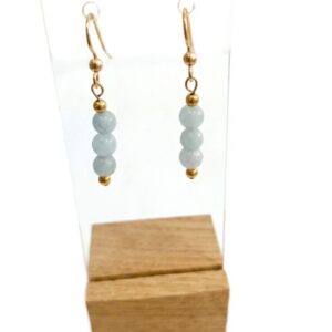 pendientes de aguamarina natural 3 bolas de 6mm y gold filled minerales bilbao envíos