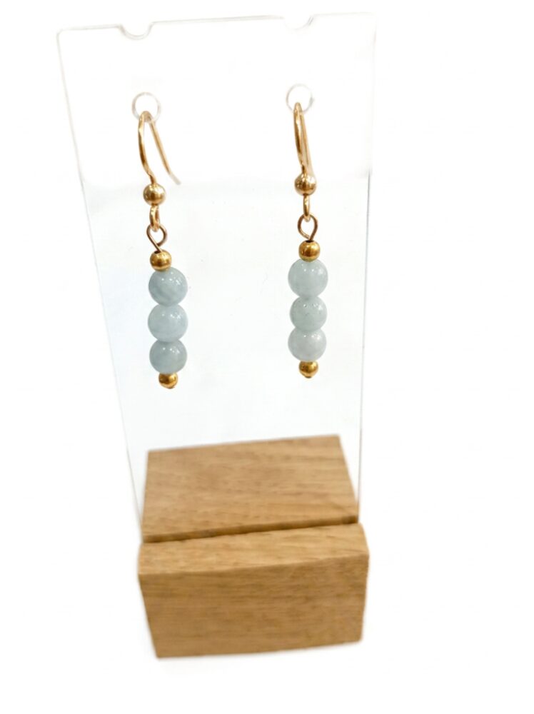 pendientes de aguamarina natural 3 bolas de 6mm y gold filled minerales bilbao envíos