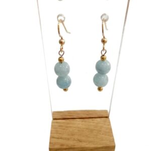 pendientes aguamarina 2 bolas de 10mm y gold filled minerales bilbao. envíos